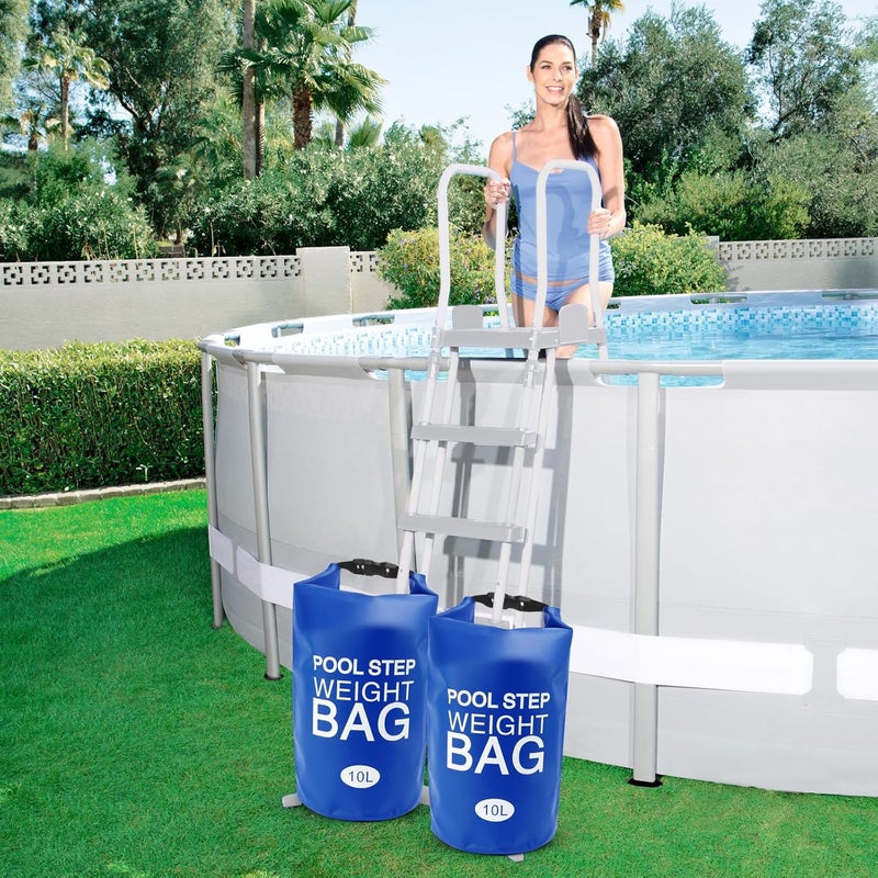 whumsdog Universal Pool Step Weights, Waterproof Swimming Pool Ladder Weights 10l No Breaken Above Ground Pool Ladder Sand Bags, Foldable Pool Stair Weights for Pool Steps, Easy&Quick Fill Sand(Blue-4PCS) - Image 5